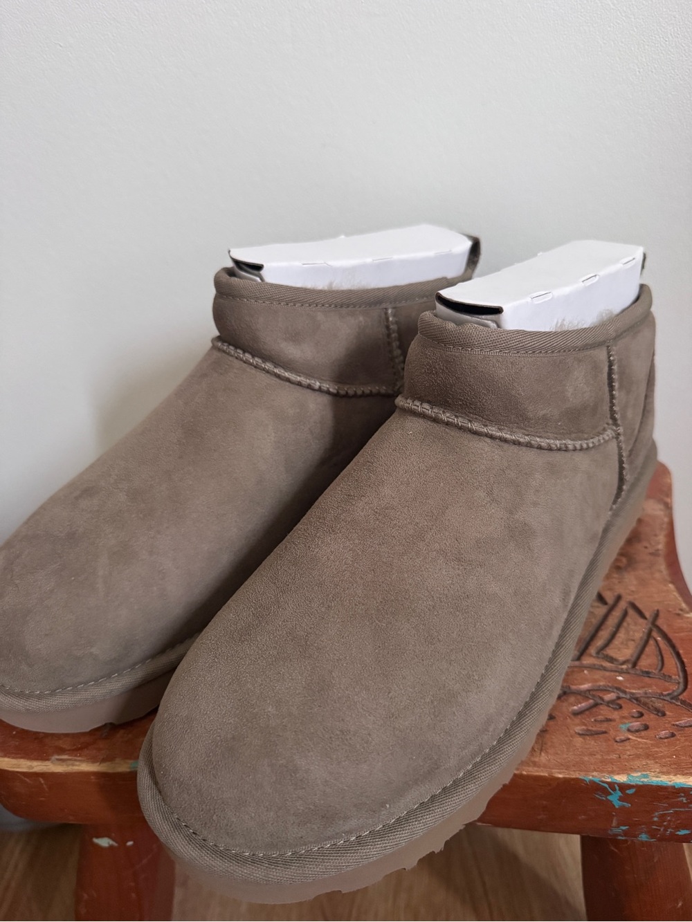 UGG Women's Taupe Suede Ankle Booties